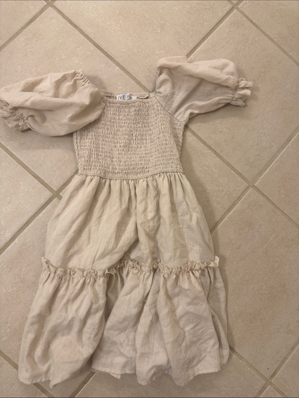 Ivy City Co Cream Puff-Sleeve Tiered Dress